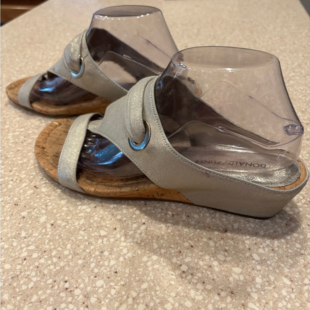 Donald J. Pliner Metallic Sandals with Cork Wedge